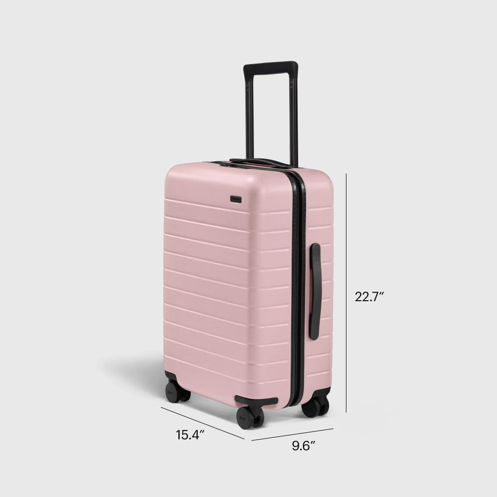 image:imageAway Bigger CarryOn Luggage Lightweight Hardside Large Suitcase with Spinner Wheels TSA Lock Airline Approved Navy BlueBlush Pink