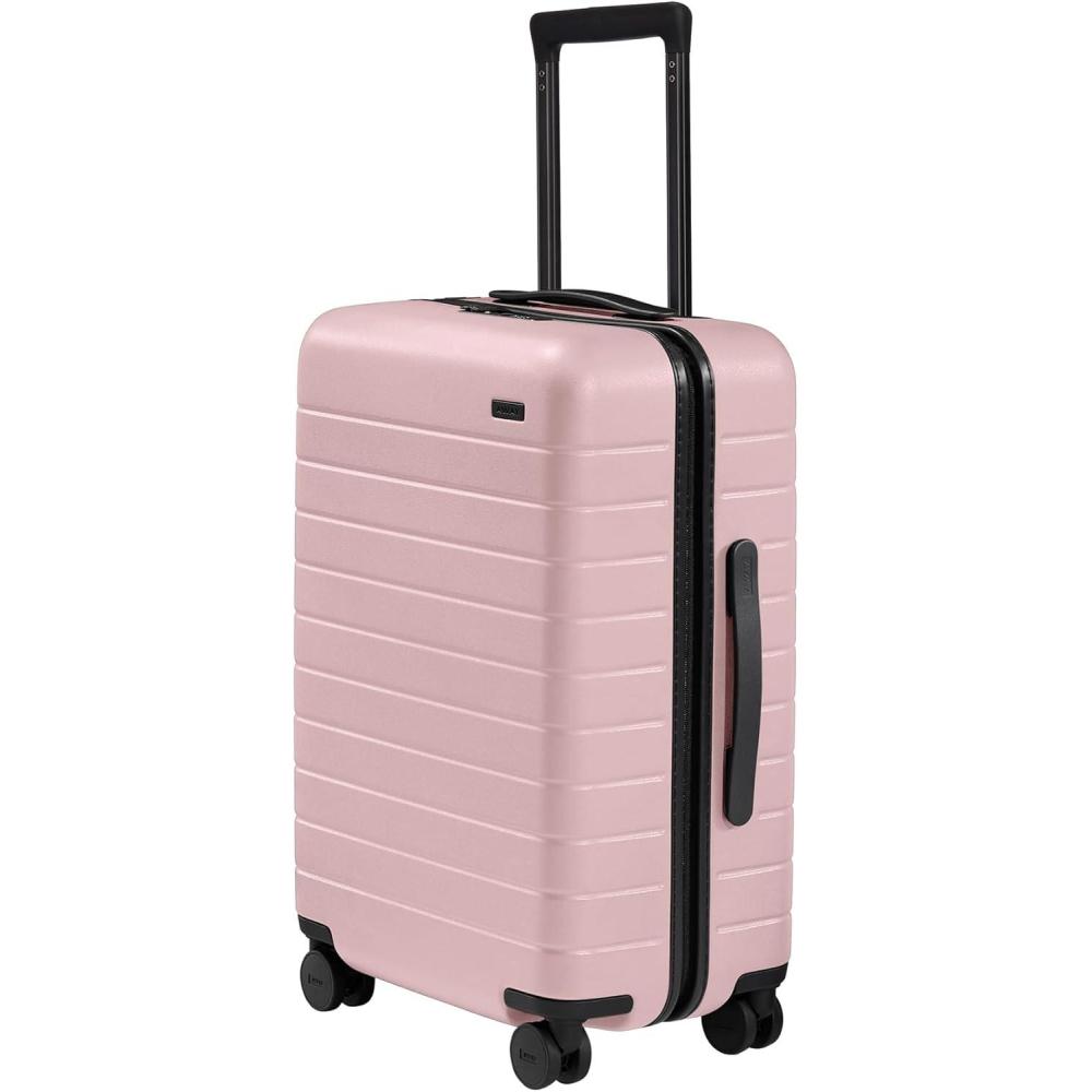 image:imageAway Bigger CarryOn Luggage Lightweight Hardside Large Suitcase with Spinner Wheels TSA Lock Airline Approved Navy BlueBlush Pink