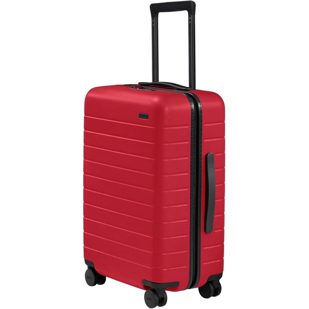 image:imageAway Bigger CarryOn Luggage Lightweight Hardside Large Suitcase with Spinner Wheels TSA Lock Airline Approved Navy BlueCherry Red