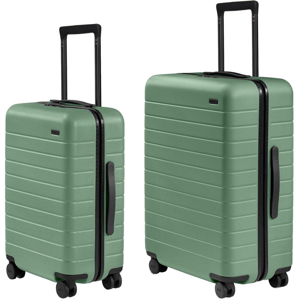 image:imageAway CarryOn and Medium Checked Luggage Set Lightweight Hardside Suitcase with Spinner Wheels 22 inch  26 inch Sea Green