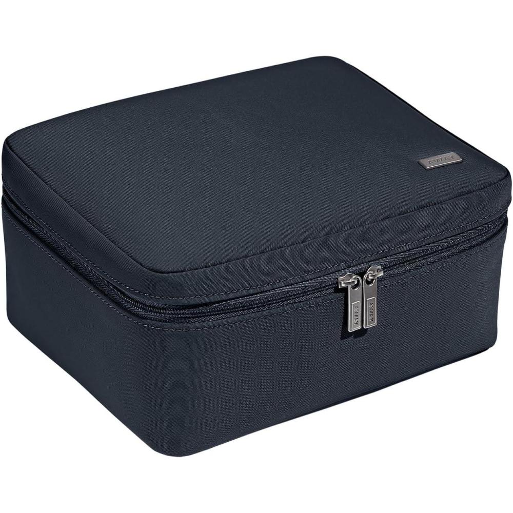 image:imageAway Cosmetics Bag Makeup Bag with Detachable Brush Roll Waterproof Clear Zip Pockets Travel Friendly Navy BlueNavy Blue