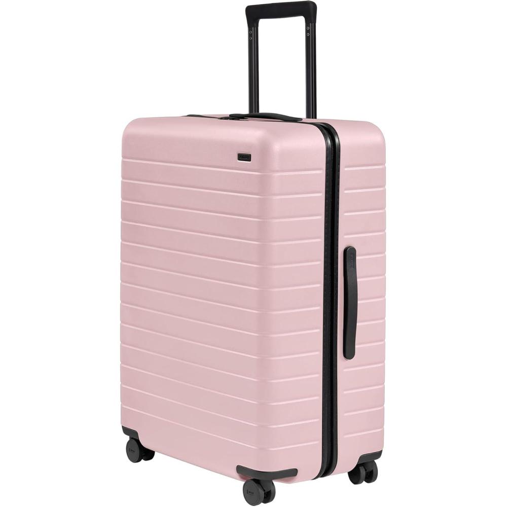 image:imageAway Large Checked Luggage 29 Inch Hardside Suitcase with Spinner Wheels Lightweight amp Durable TSA Lock Salt White MatteBlush Pink