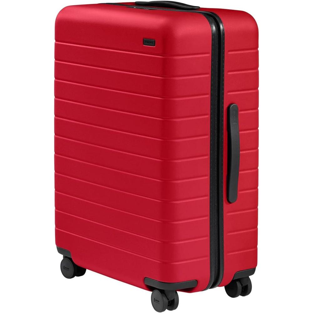 image:imageAway Medium Checked Luggage Lightweight Hard Shell Suitcase with Spinner Wheels Durable Rolling Luggage TSA Lock 26 Inch Navy BlueCherry Red