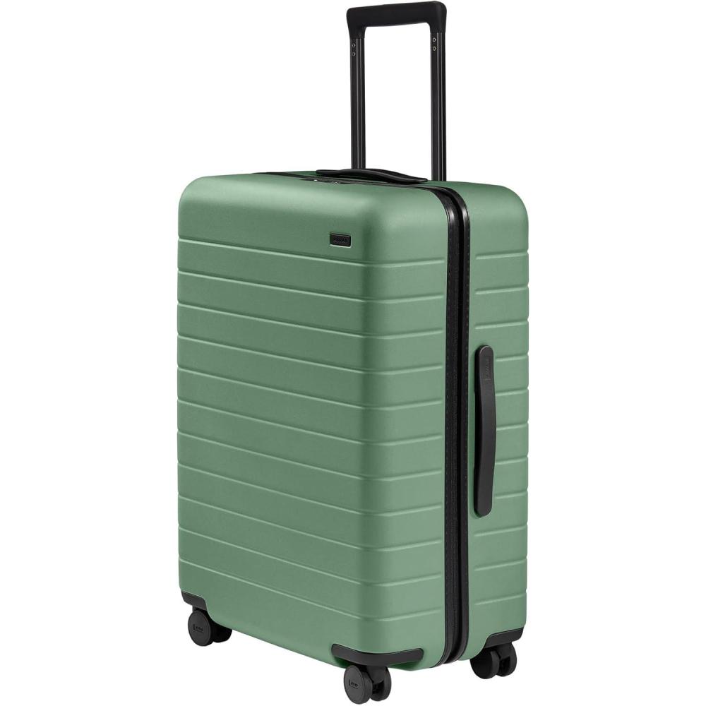 image:imageAway Medium Checked Luggage Lightweight Hard Shell Suitcase with Spinner Wheels Durable Rolling Luggage TSA Lock 26 Inch Navy BlueSea Green