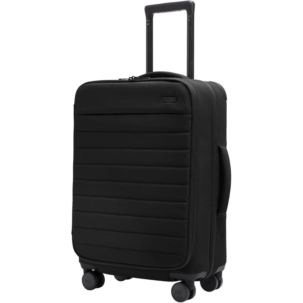 image:imageAway Softside Bigger CarryOn Suitcase 23 Inch Lightweight Expandable HighStrength Nylon Luggage With Spinner Wheels Meets Requirements for Most Major Airlines Clay PinkBlack
