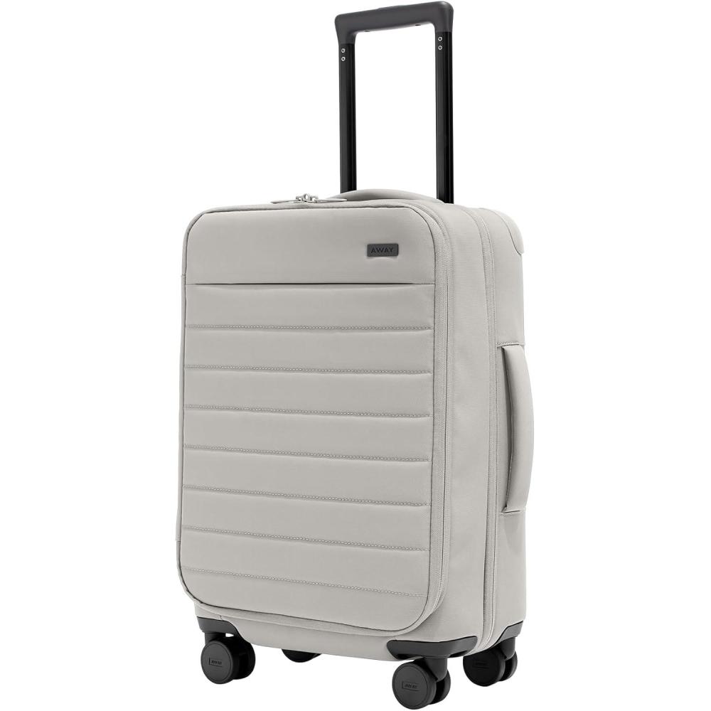 image:imageAway Softside CarryOn Suitcase 22 Inch Lightweight Expandable HighStrength Nylon Luggage With Spinner Wheels Meets Requirements for Most Major Airlines Jet BlackCloud Gray