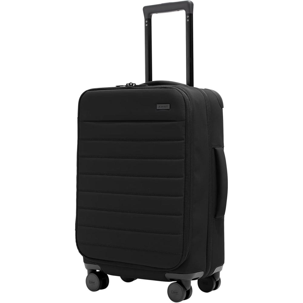 image:imageAway Softside CarryOn Suitcase 22 Inch Lightweight Expandable HighStrength Nylon Luggage With Spinner Wheels Meets Requirements for Most Major Airlines Jet BlackJet Black