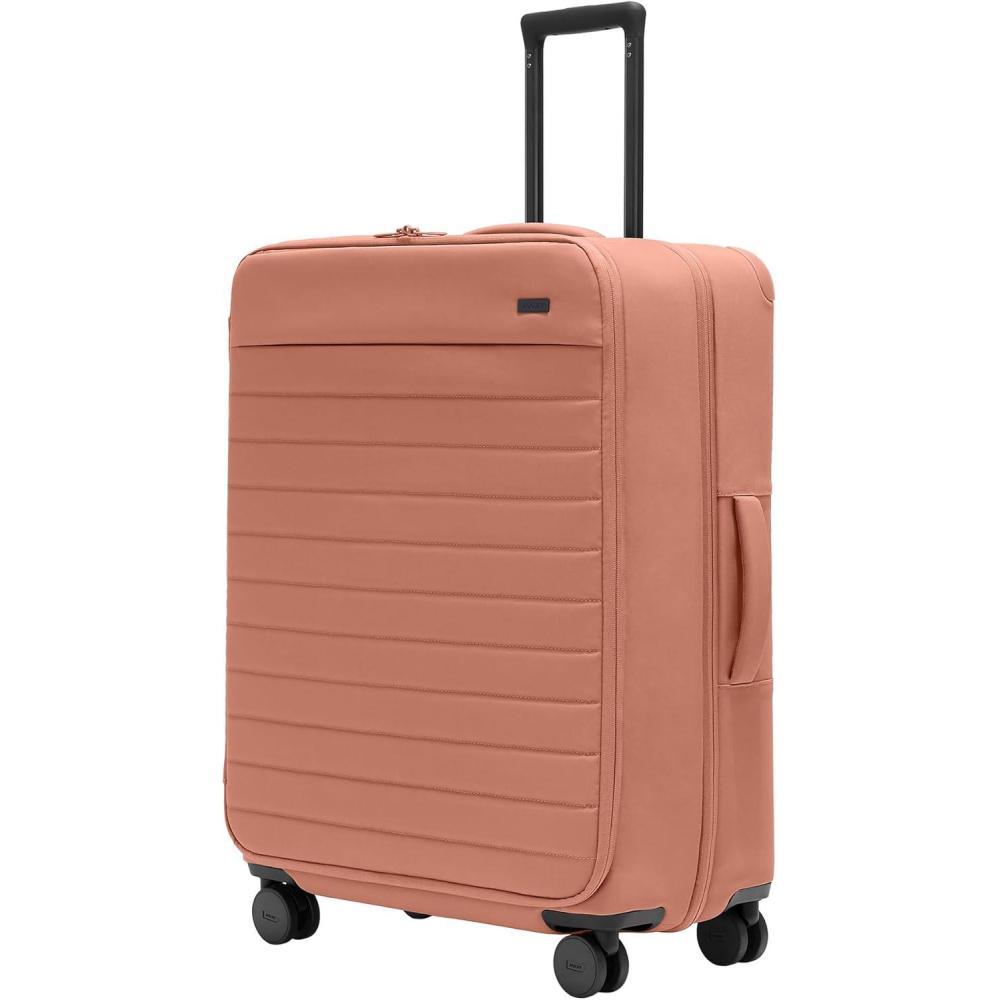 image:imageAway Softside Large Checked Suitcase 29 Inch Lightweight Expandable Luggage For Men amp Women Durable Nylon Exterior TSA Approved Lock Ideal For Trips 2 Weeks Jet BlackClay Pink