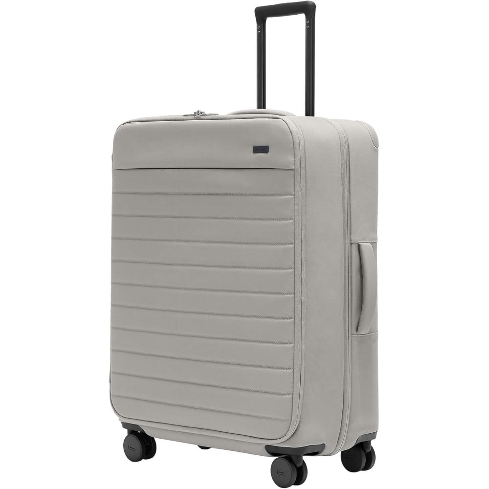 image:imageAway Softside Large Checked Suitcase 29 Inch Lightweight Expandable Luggage For Men amp Women Durable Nylon Exterior TSA Approved Lock Ideal For Trips 2 Weeks Jet BlackCloud Gray