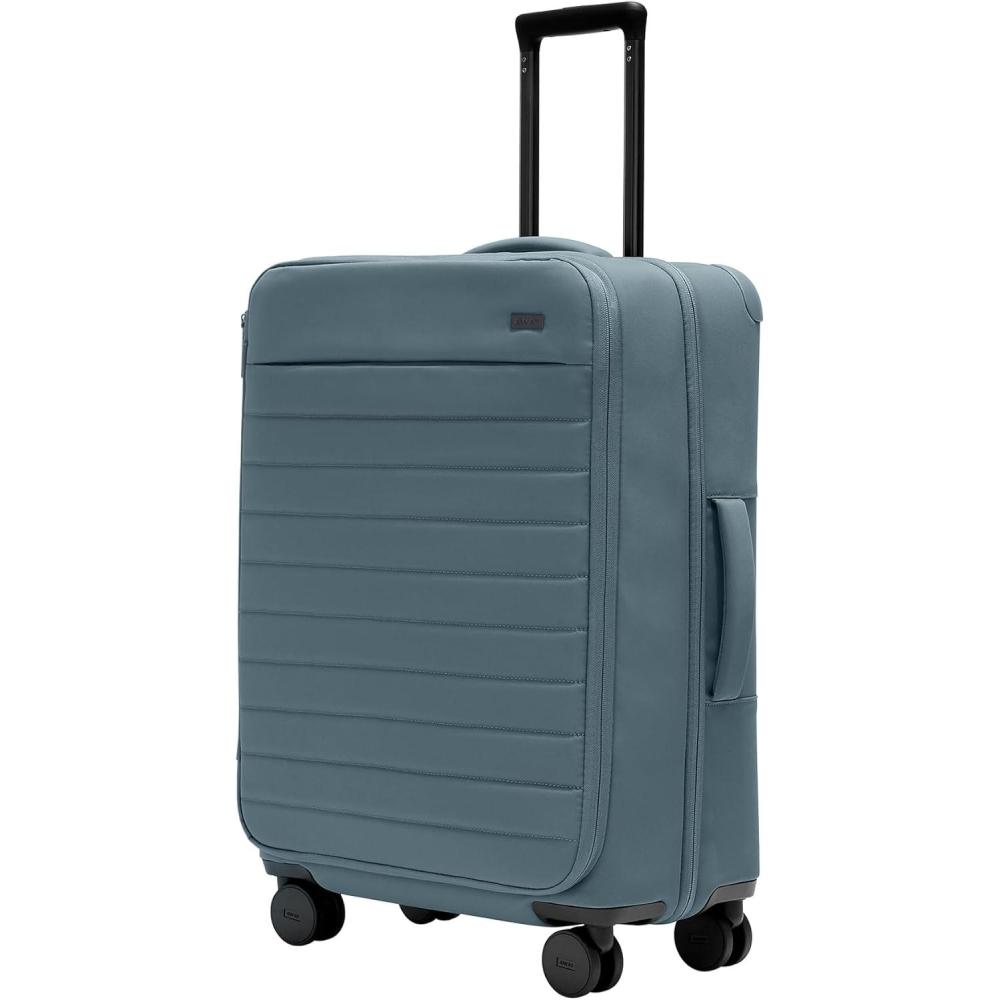 image:imageAway Softside Medium Checked Suitcase 26 Inch Lightweight Expandable Luggage For Men amp Women Durable Nylon Exterior TSA Approved Lock Ideal For Trips 12 Weeks Coast BlueCoast Blue