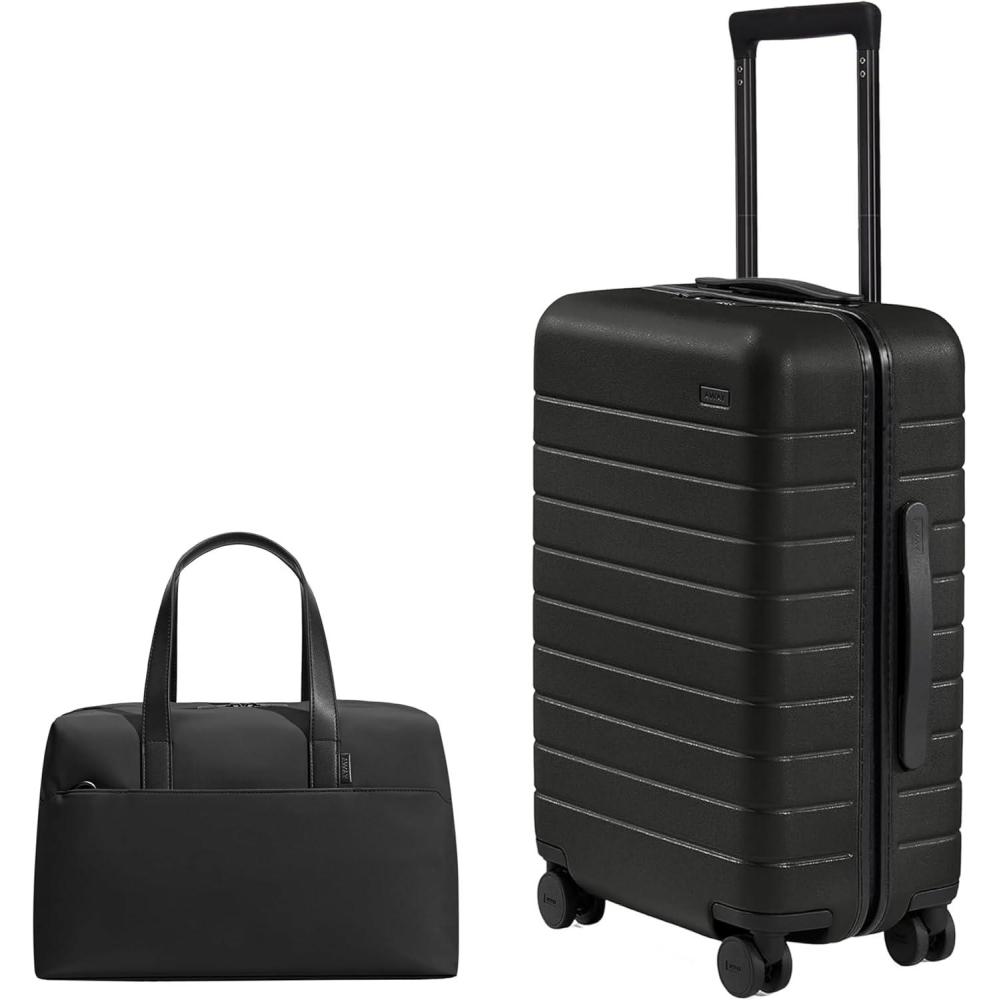 image:imageAway Travel Duo CarryOn Suitcase amp Everywhere Bag Set  Jet Black Seamless Travel amp Organization