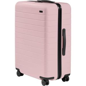 Away Medium Checked Luggage, Lightweight Hard Shell Suitcase with Spinner Wheels, Durable Rolling Luggage, TSA Lock, 26 Inch, Navy Blue(Blush Pink)