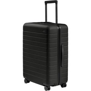 Away Medium Checked Luggage, Lightweight Hard Shell Suitcase with Spinner Wheels, Durable Rolling Luggage, TSA Lock, 26 Inch, Navy Blue(Jet Black)