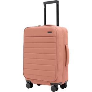 Away Softside Carry-On Suitcase, 22 Inch Lightweight, Expandable High-Strength Nylon Luggage With Spinner Wheels, Meets Requirements for Most Major Airlines, Jet Black(Clay Pink)