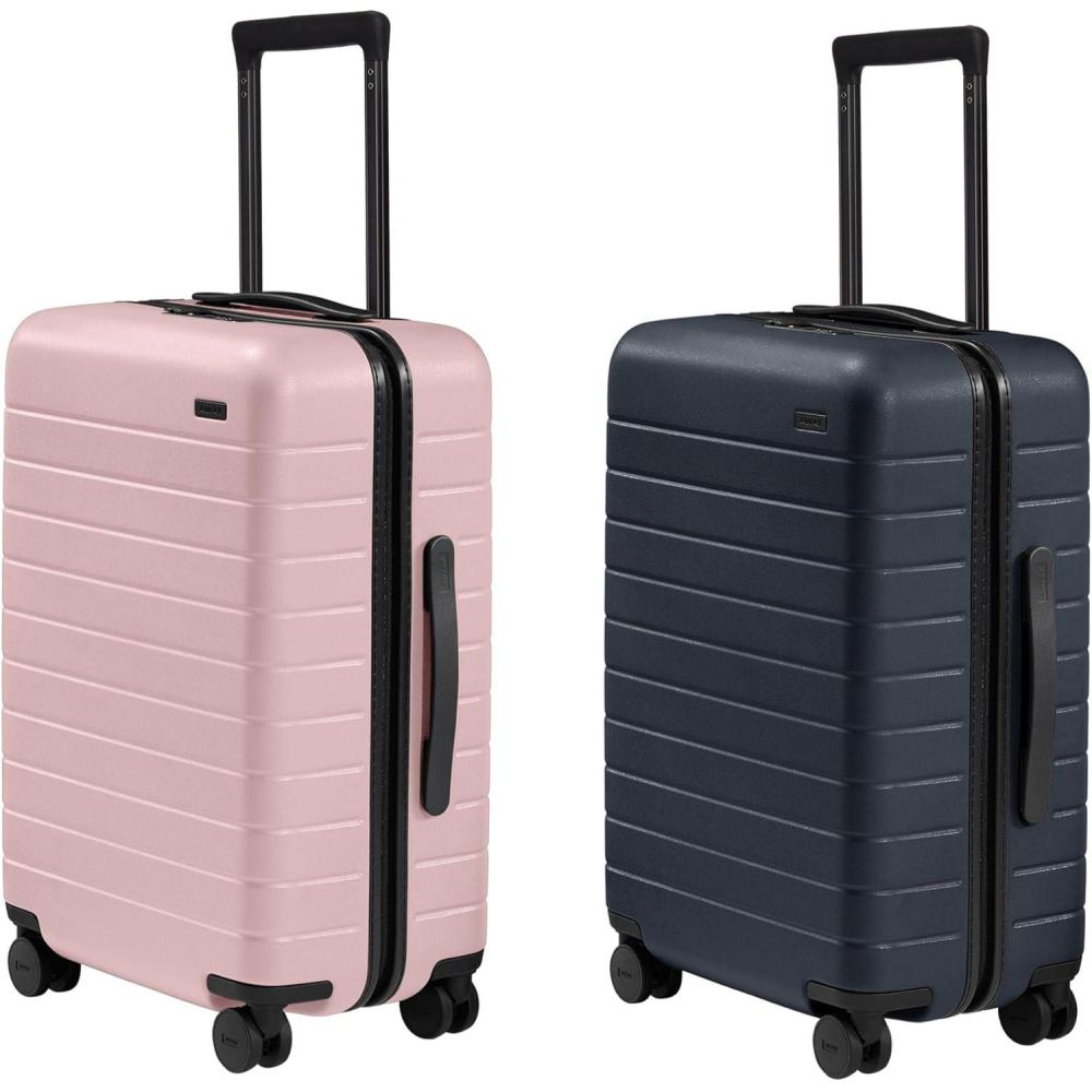 image:imageAway Bigger CarryOn Luggage Set  Hardside Suitcase with Spinner WheelsHis amp Hers Travel Set Blush Pink amp Navy Blue