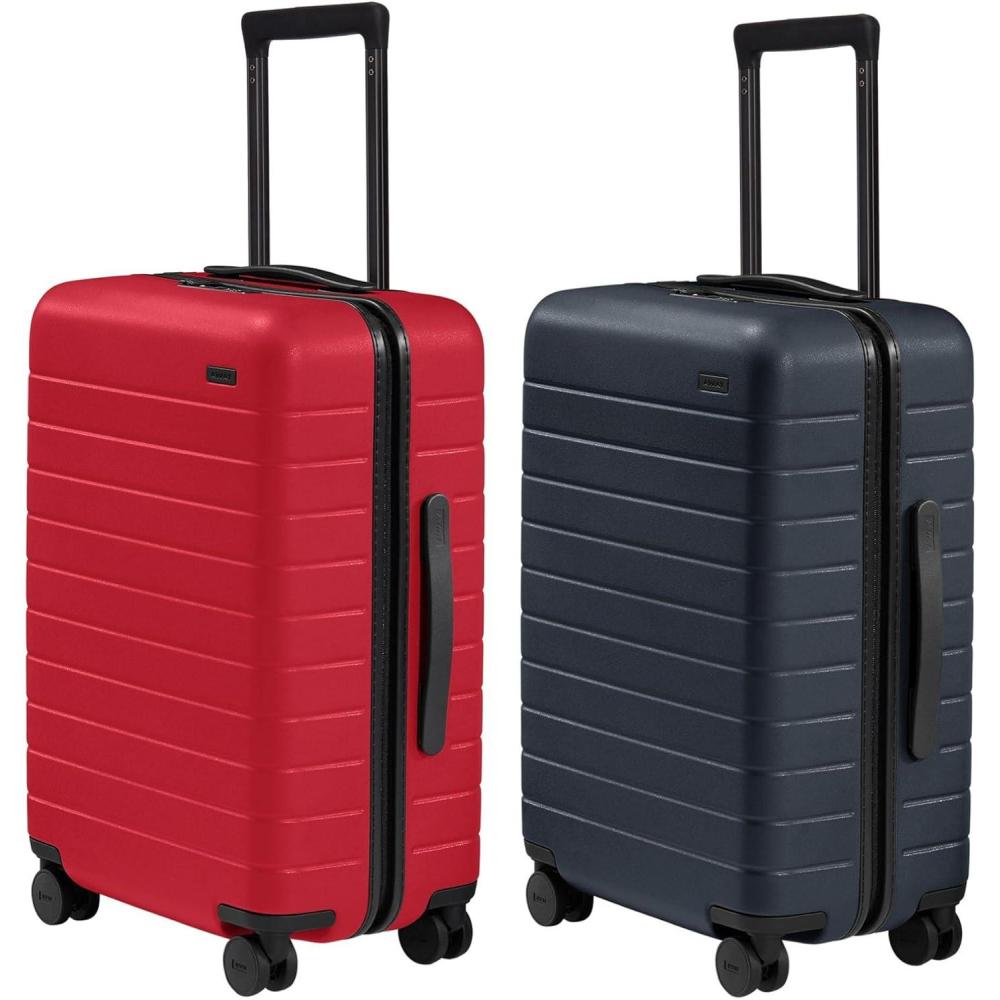 image:imageAway Bigger CarryOn Luggage Set  Hardside Suitcase with Spinner WheelsHis amp Hers Travel Set Cherry Red amp Navy Blue