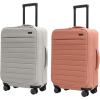 image:imageAway Bigger CarryOn Softside His amp Hers Travel Set 23 Inch Expandable Nylon Luggage With Spinner Wheels Cloud Gray and Clay Pink