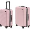 image:imageAway CarryOn and Medium Checked Luggage Set  Hardside Suitcase with Spinner Wheels 22 inch  26 inch Blush Pink