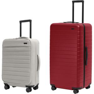 Away Travel Duo: Bigger Carry-On Softside Luggage and 31 inch Hardside Large Trunk Luggage, Cloud Gray & Tango Red