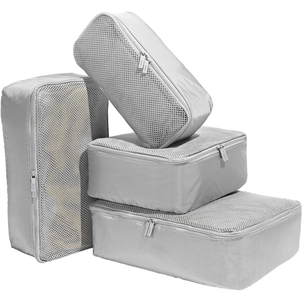 image:imageAway Insider Packing Cubes Set of 4  Lightweight Travel Organizers for Luggage Suitcases amp CarryOn Bags Jet BlackCloud Gray