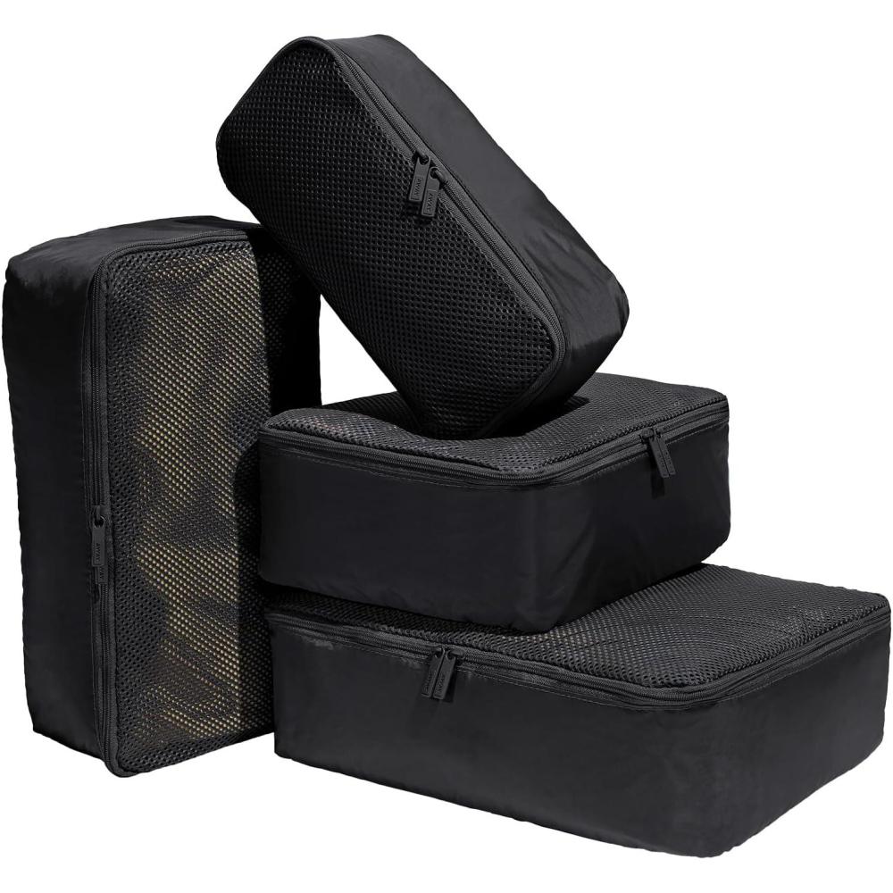 image:imageAway Insider Packing Cubes Set of 4  Lightweight Travel Organizers for Luggage Suitcases amp CarryOn Bags Jet BlackJet Black