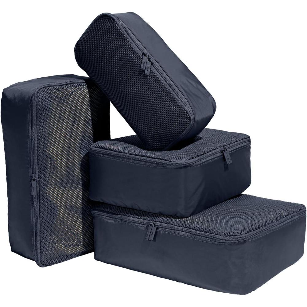 image:imageAway Insider Packing Cubes Set of 4  Lightweight Travel Organizers for Luggage Suitcases amp CarryOn Bags Jet BlackNavy Blue