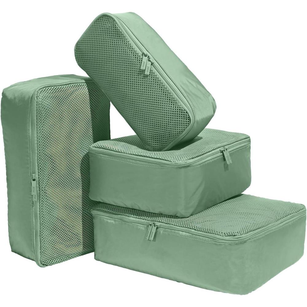 image:imageAway Insider Packing Cubes Set of 4  Lightweight Travel Organizers for Luggage Suitcases amp CarryOn Bags Jet BlackSea Green