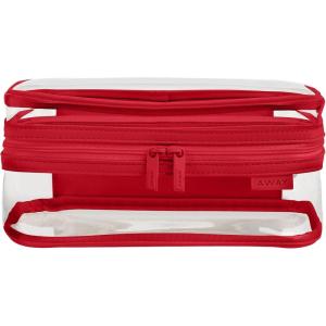 Away Clear Small Toiletry Bag – Compact Transparent Travel Organizer for Toiletries & Beauty Essentials, Jet Black(Cherry Red)
