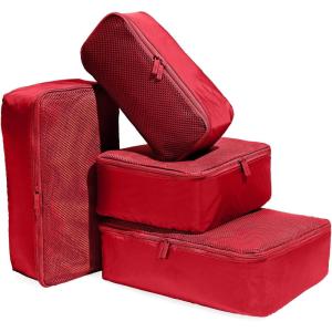 Away Insider Packing Cubes Set of 4 – Lightweight Travel Organizers for Luggage, Suitcases & Carry-On Bags, Jet Black(Cherry Red)