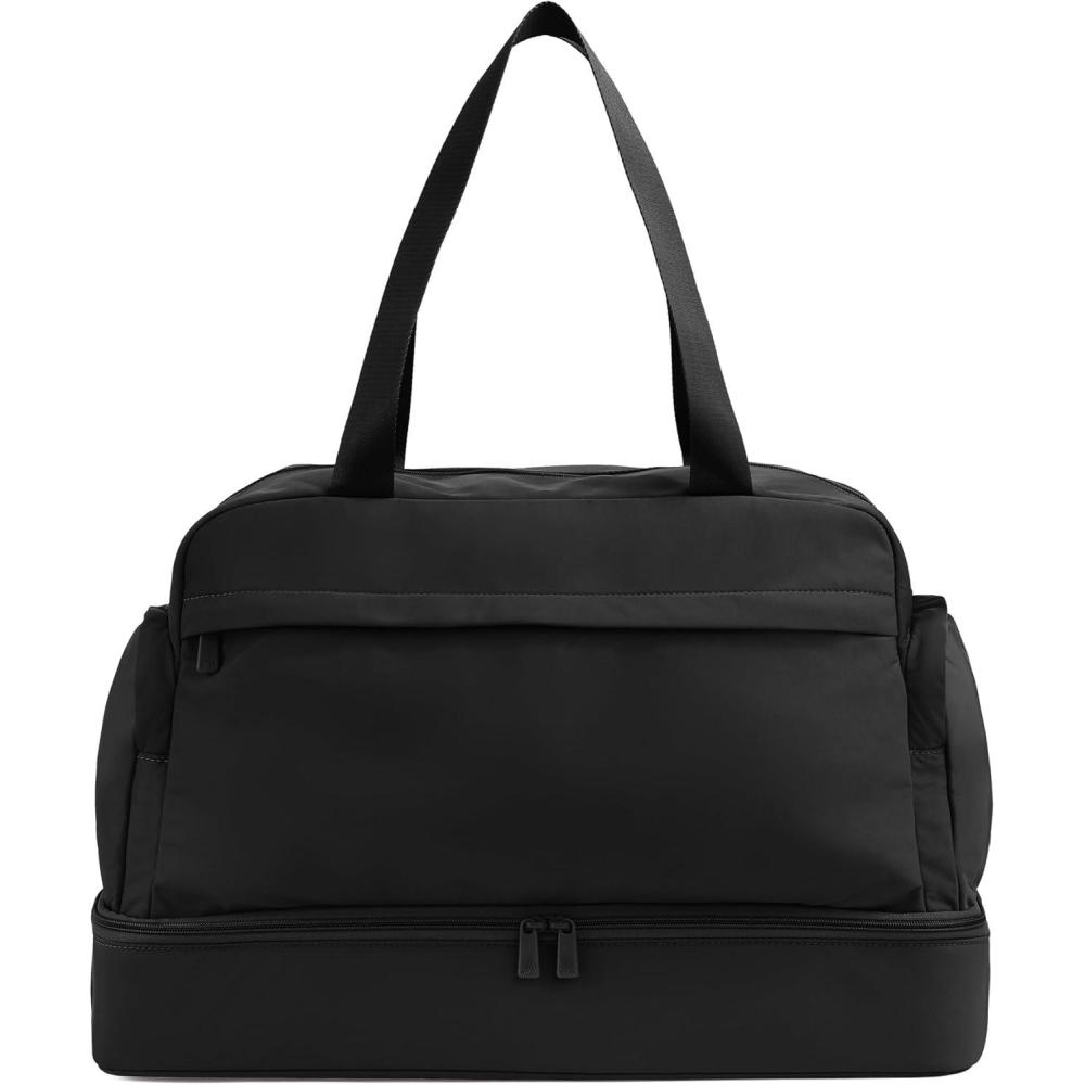 image:imageAway Featherlight Weekender Bag 44L Carry On Travel Duffel with Laptop Sleeve and Shoe Compartment Jet Black