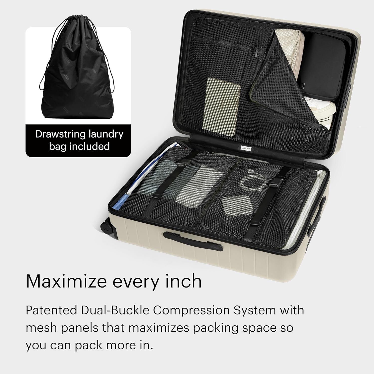 image:imageAway Amazon Exclusive Medium Checked Luggage 26Inch Lightweight Hardside Suitcase with Custom WhisperGlide 360 Wheels Interior Compression System TSAAccepted Lock Sky BlueSalt White