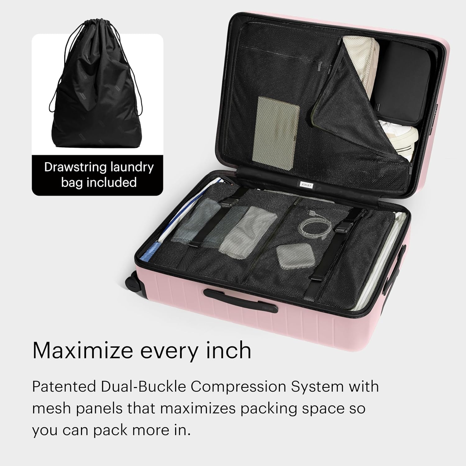 image:imageAway Amazon Exclusive Medium Checked Luggage 26Inch Lightweight Hardside Suitcase with Custom WhisperGlide 360 Wheels Interior Compression System TSAAccepted Lock Sky BlueBlush Pink