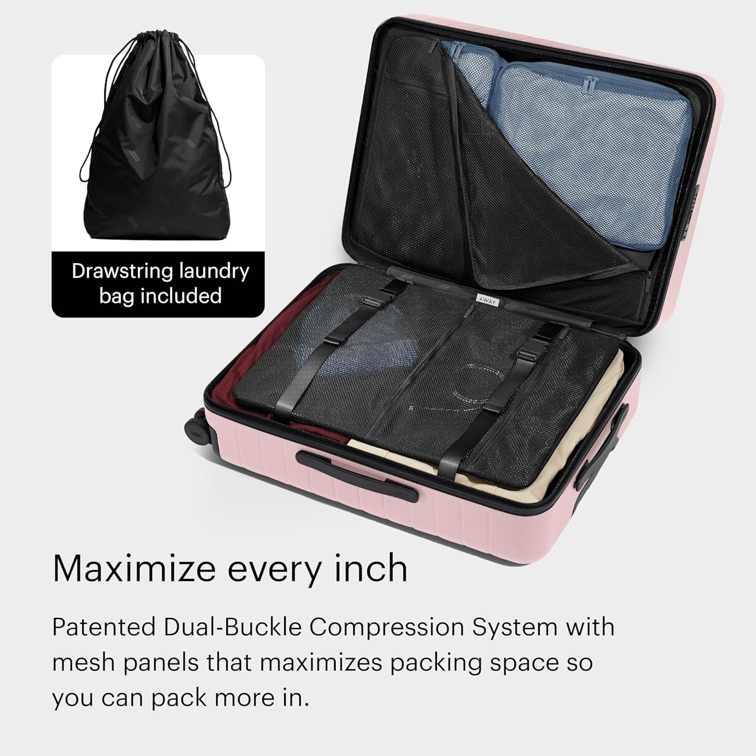 image:imageAway Amazon Exclusive Medium Checked Luggage 26Inch Lightweight Hardside Suitcase with Custom WhisperGlide 360 Wheels Interior Compression System TSAAccepted Lock Sky BlueBlush Pink