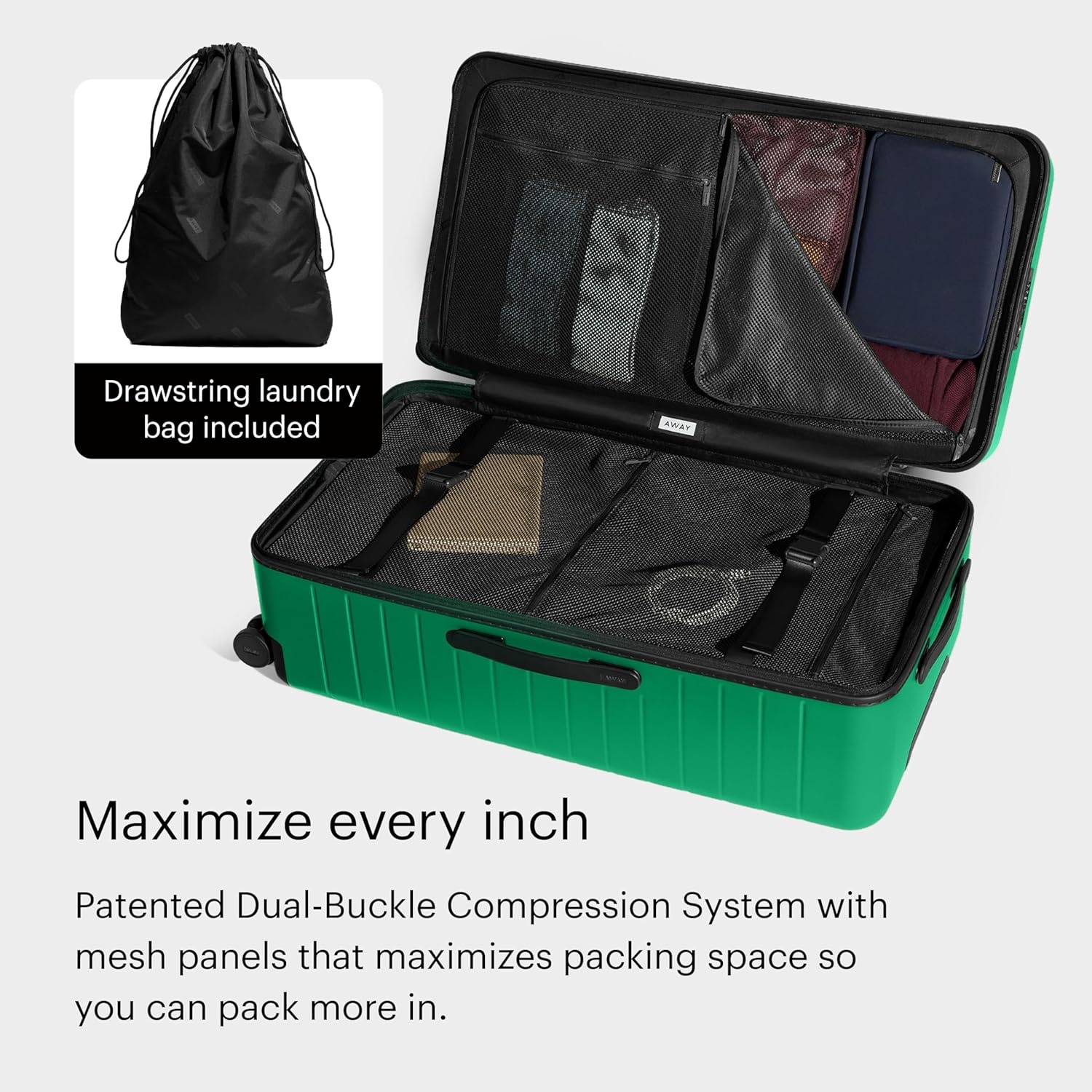 image:imageAway Amazon Exclusive Medium Checked Luggage 26Inch Lightweight Hardside Suitcase with Custom WhisperGlide 360 Wheels Interior Compression System TSAAccepted Lock Sky BluePalm Green