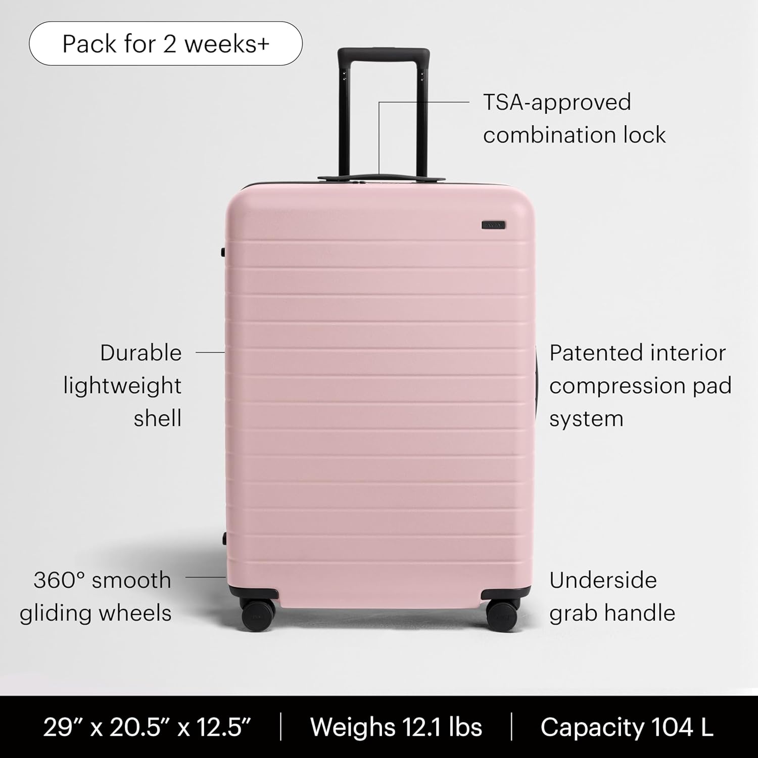 image:imageAway Amazon Exclusive Medium Checked Luggage 26Inch Lightweight Hardside Suitcase with Custom WhisperGlide 360 Wheels Interior Compression System TSAAccepted Lock Sky BlueBlush Pink