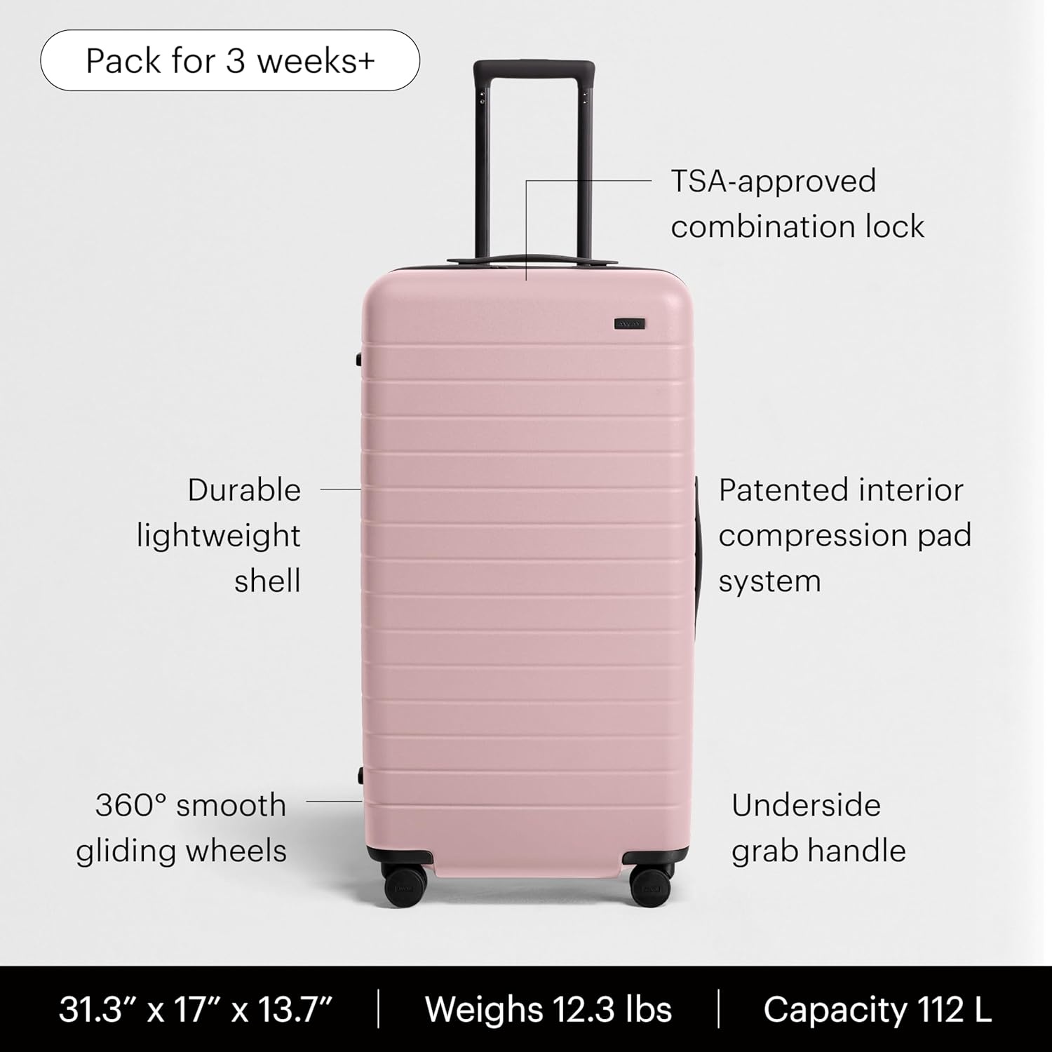 image:imageAway Amazon Exclusive Medium Checked Luggage 26Inch Lightweight Hardside Suitcase with Custom WhisperGlide 360 Wheels Interior Compression System TSAAccepted Lock Sky BlueBlush Pink