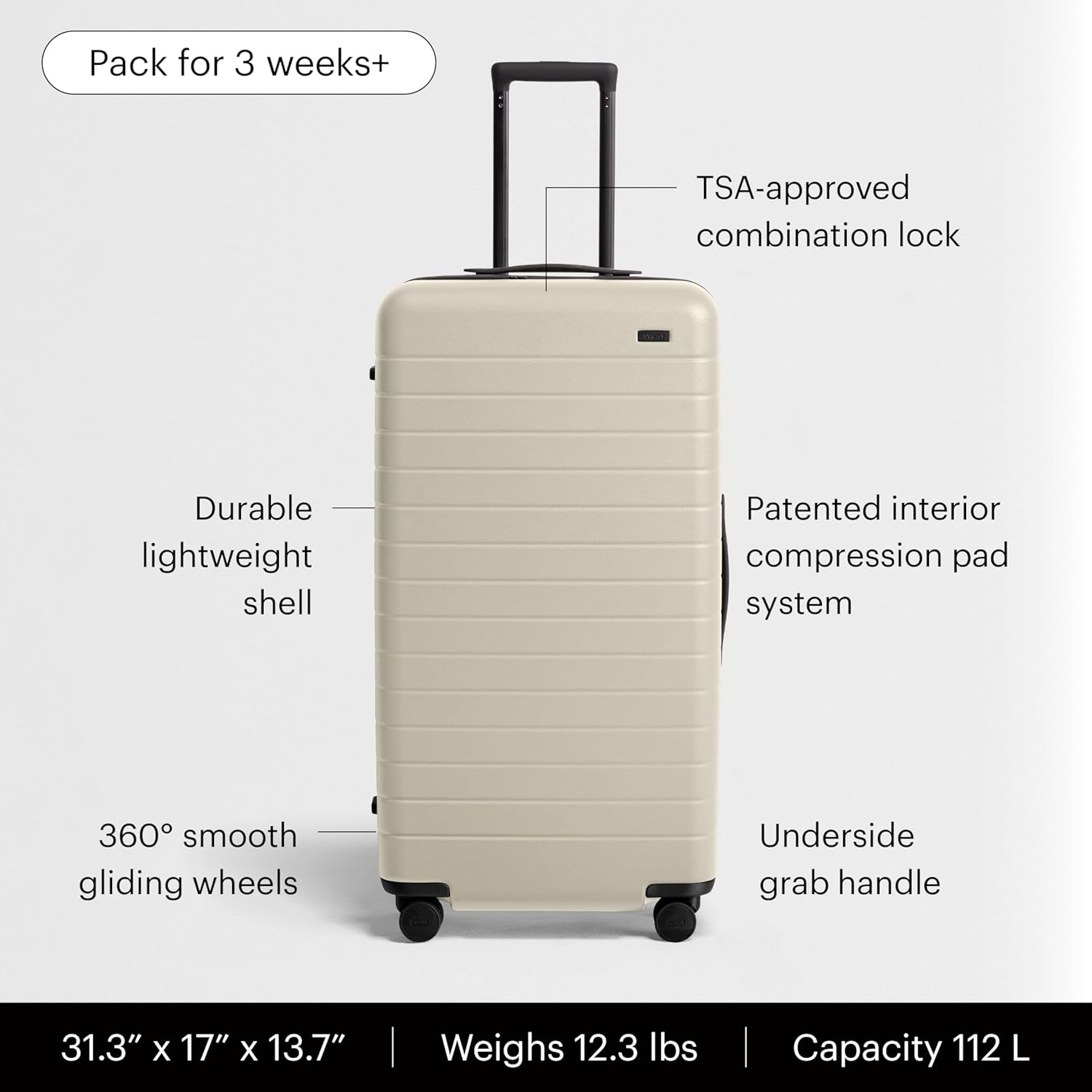 image:imageAway Amazon Exclusive Medium Checked Luggage 26Inch Lightweight Hardside Suitcase with Custom WhisperGlide 360 Wheels Interior Compression System TSAAccepted Lock Sky BlueSalt White