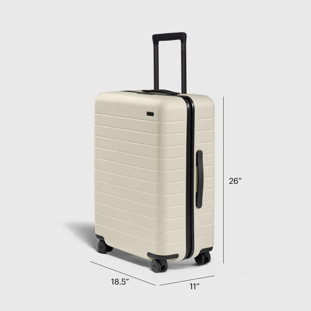 image:imageAway Amazon Exclusive Medium Checked Luggage 26Inch Lightweight Hardside Suitcase with Custom WhisperGlide 360 Wheels Interior Compression System TSAAccepted Lock Sky BlueSalt White Matte