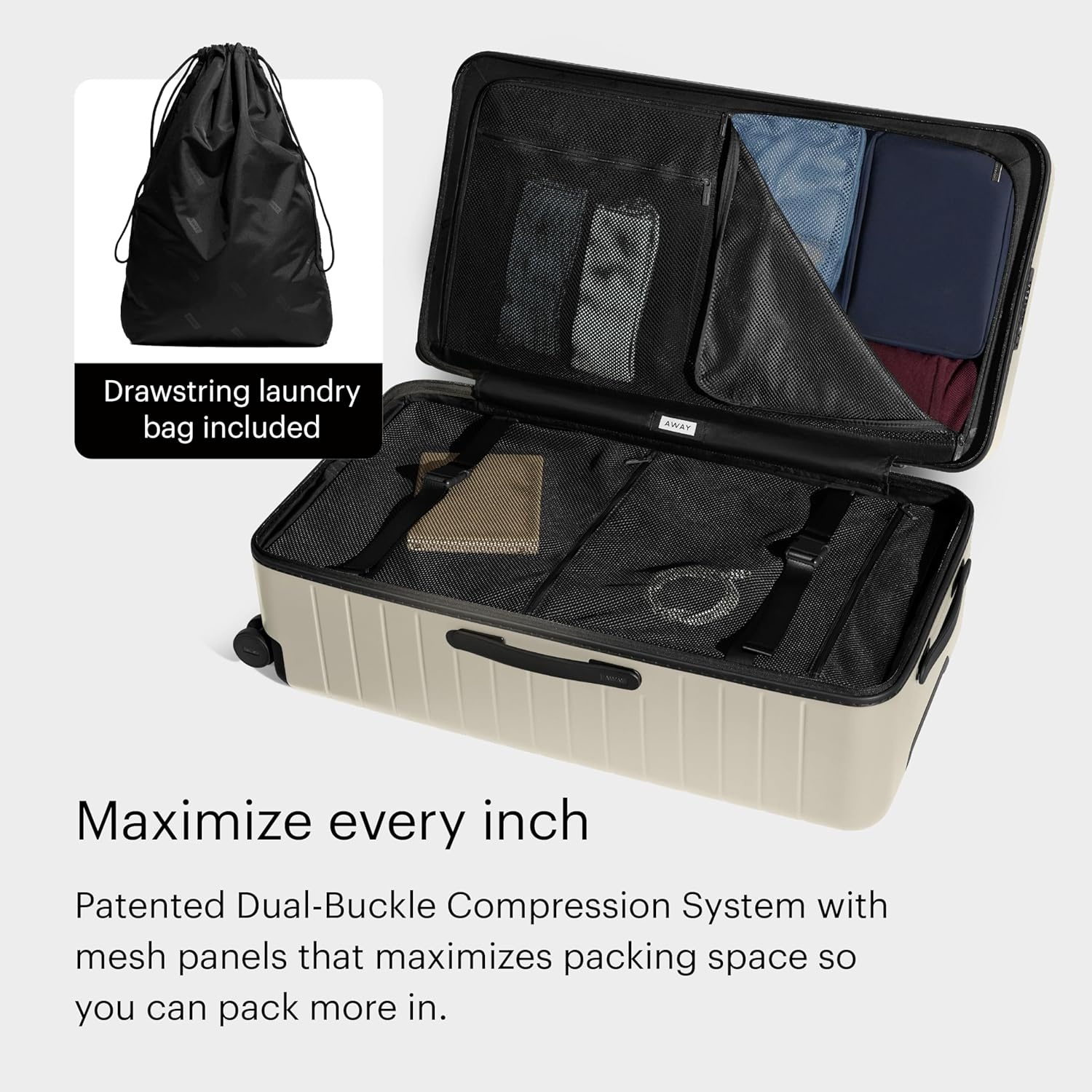 image:imageAway Amazon Exclusive Medium Checked Luggage 26Inch Lightweight Hardside Suitcase with Custom WhisperGlide 360 Wheels Interior Compression System TSAAccepted Lock Sky BlueSalt White