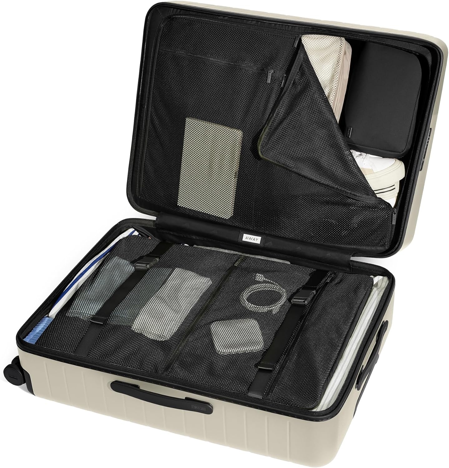 image:imageAway Amazon Exclusive Medium Checked Luggage 26Inch Lightweight Hardside Suitcase with Custom WhisperGlide 360 Wheels Interior Compression System TSAAccepted Lock Sky BlueSalt White Matte