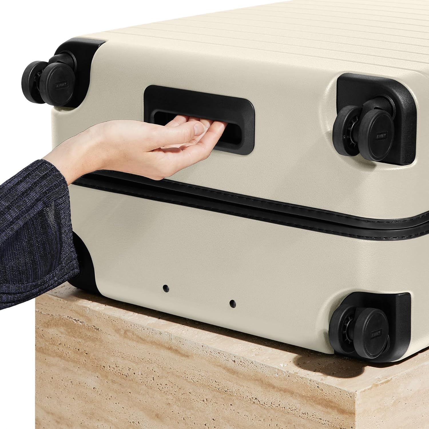 image:imageAway Amazon Exclusive Medium Checked Luggage 26Inch Lightweight Hardside Suitcase with Custom WhisperGlide 360 Wheels Interior Compression System TSAAccepted Lock Sky BlueSalt White Matte