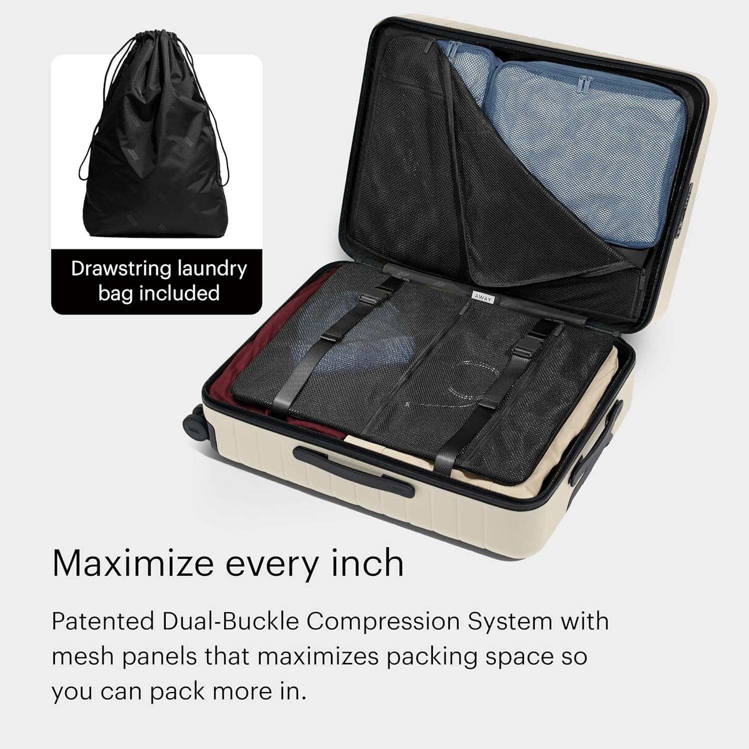 image:imageAway Amazon Exclusive Medium Checked Luggage 26Inch Lightweight Hardside Suitcase with Custom WhisperGlide 360 Wheels Interior Compression System TSAAccepted Lock Sky BlueSalt White