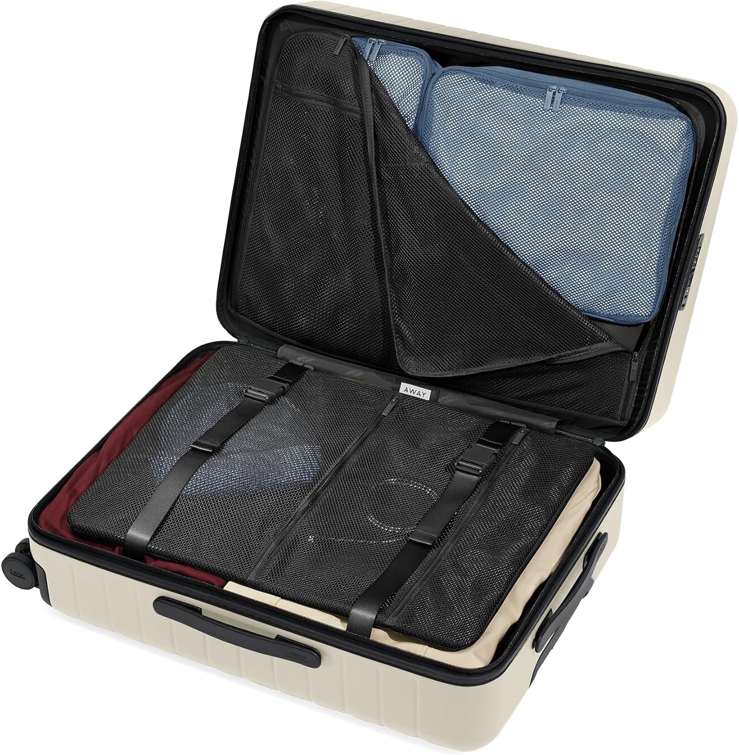 image:imageAway Amazon Exclusive Medium Checked Luggage 26Inch Lightweight Hardside Suitcase with Custom WhisperGlide 360 Wheels Interior Compression System TSAAccepted Lock Sky BlueSalt White Matte