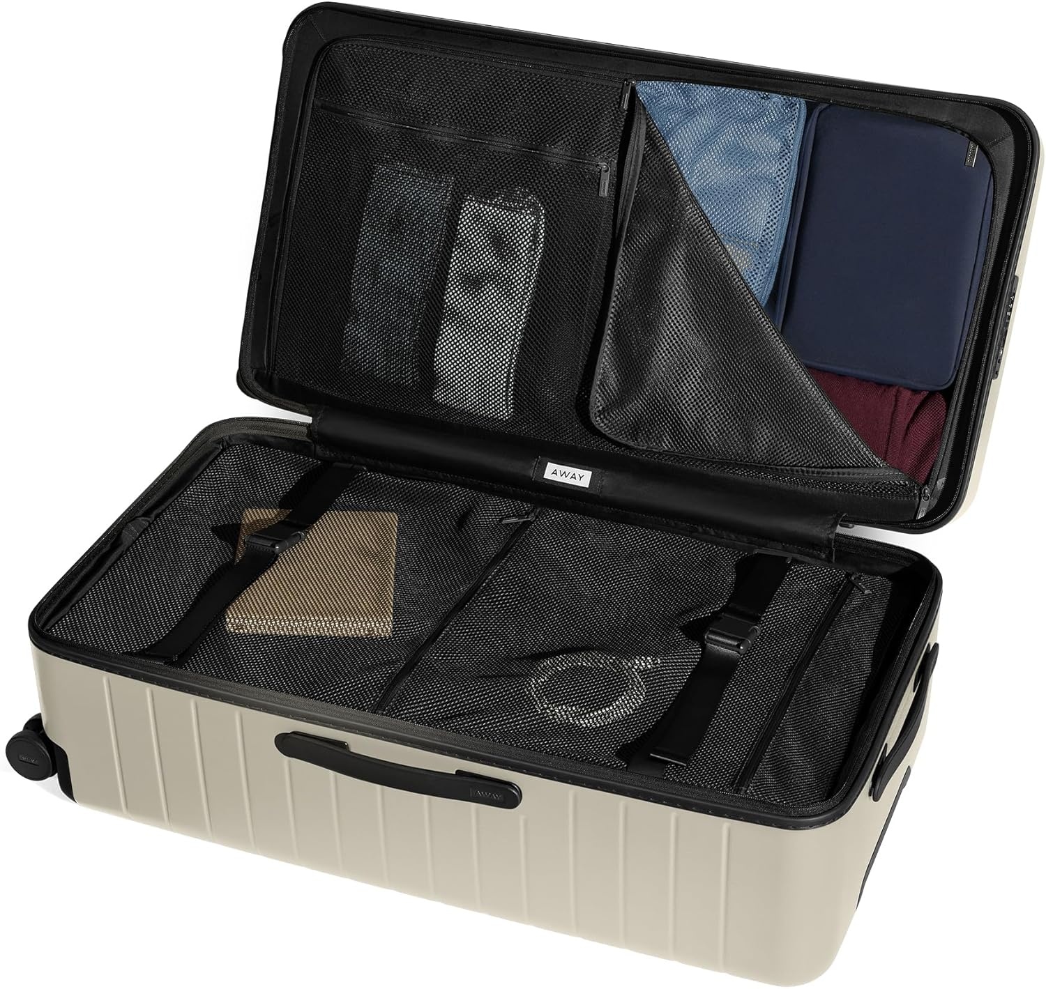 image:imageAway Amazon Exclusive Medium Checked Luggage 26Inch Lightweight Hardside Suitcase with Custom WhisperGlide 360 Wheels Interior Compression System TSAAccepted Lock Sky BlueSalt White Matte