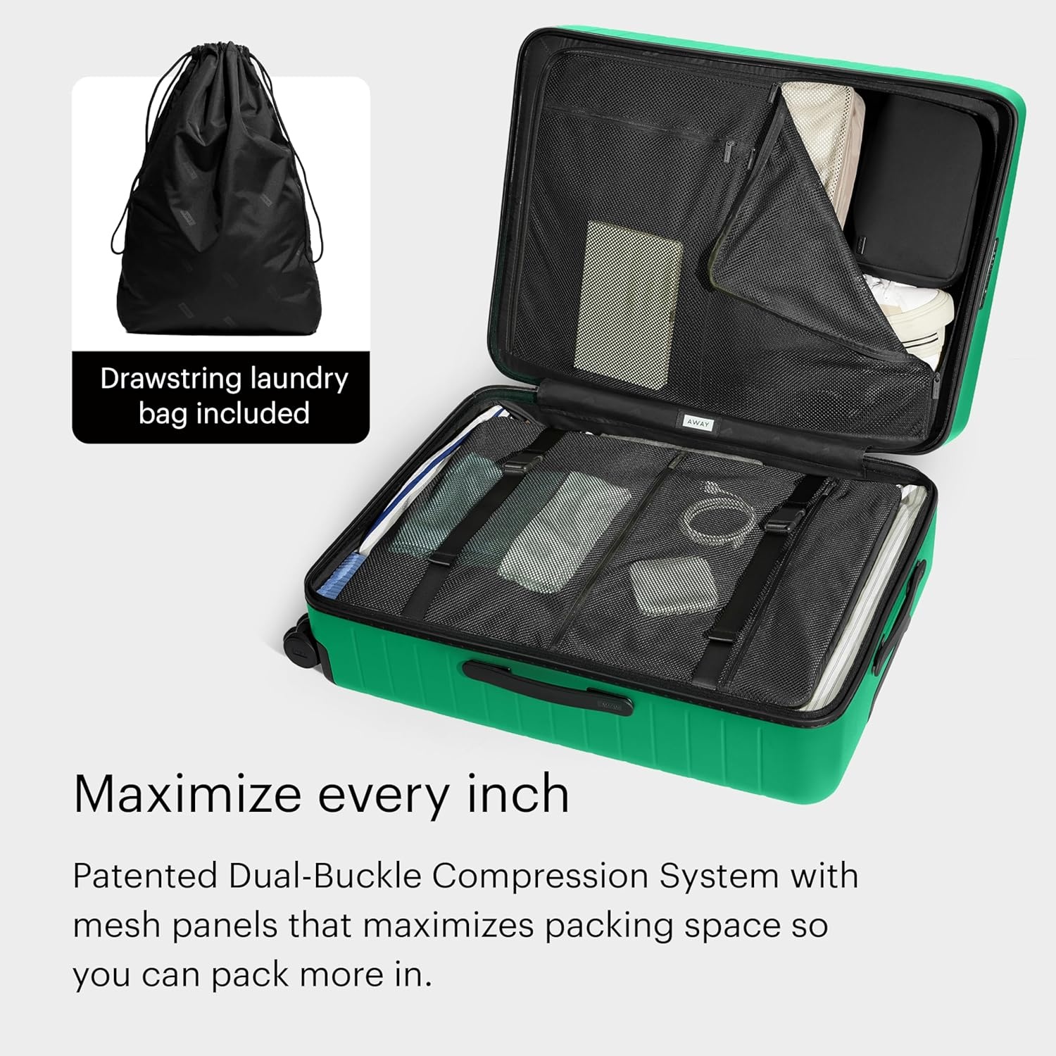 image:imageAway Amazon Exclusive Medium Checked Luggage 26Inch Lightweight Hardside Suitcase with Custom WhisperGlide 360 Wheels Interior Compression System TSAAccepted Lock Sky BluePalm Green