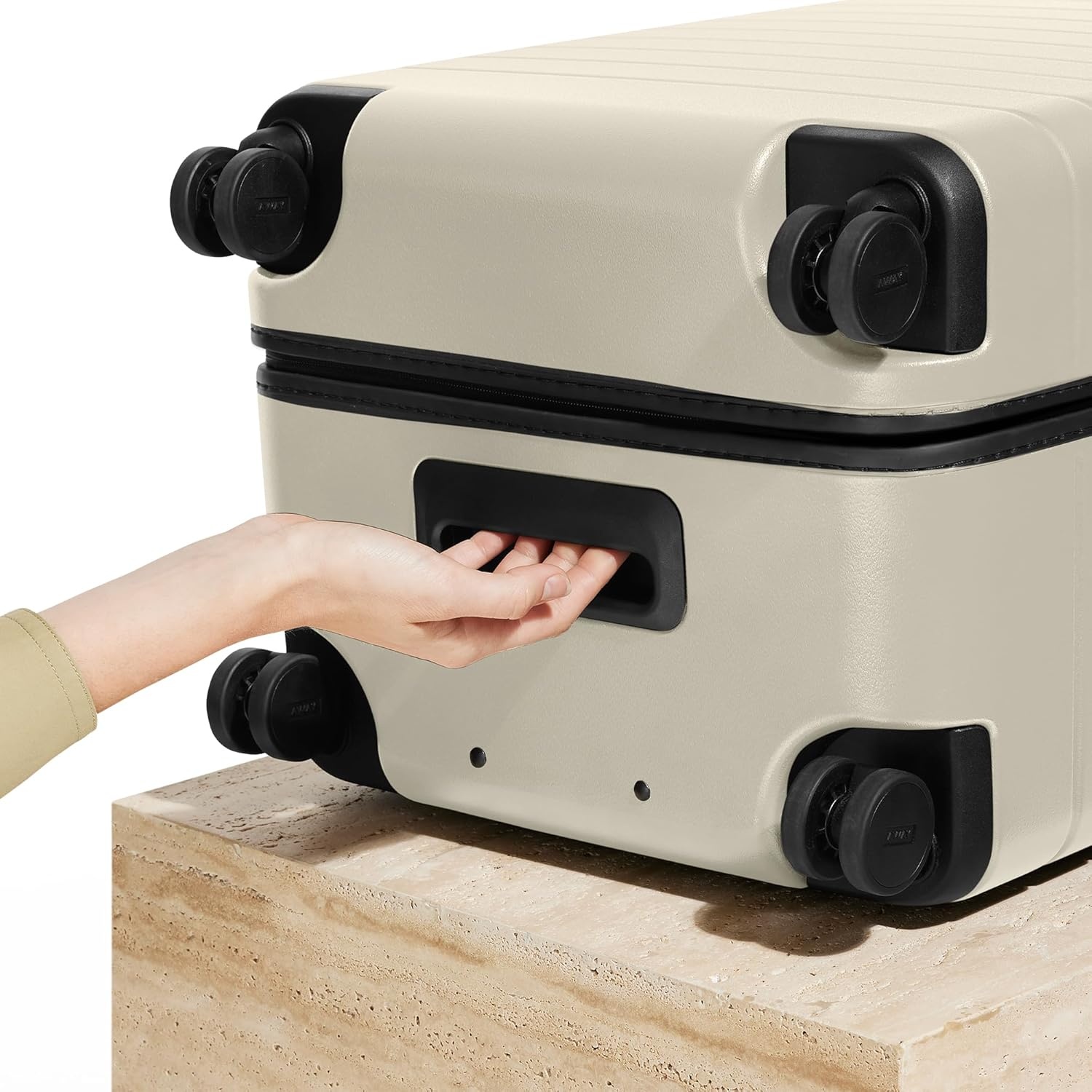 image:imageAway Amazon Exclusive Medium Checked Luggage 26Inch Lightweight Hardside Suitcase with Custom WhisperGlide 360 Wheels Interior Compression System TSAAccepted Lock Sky BlueSalt White Matte