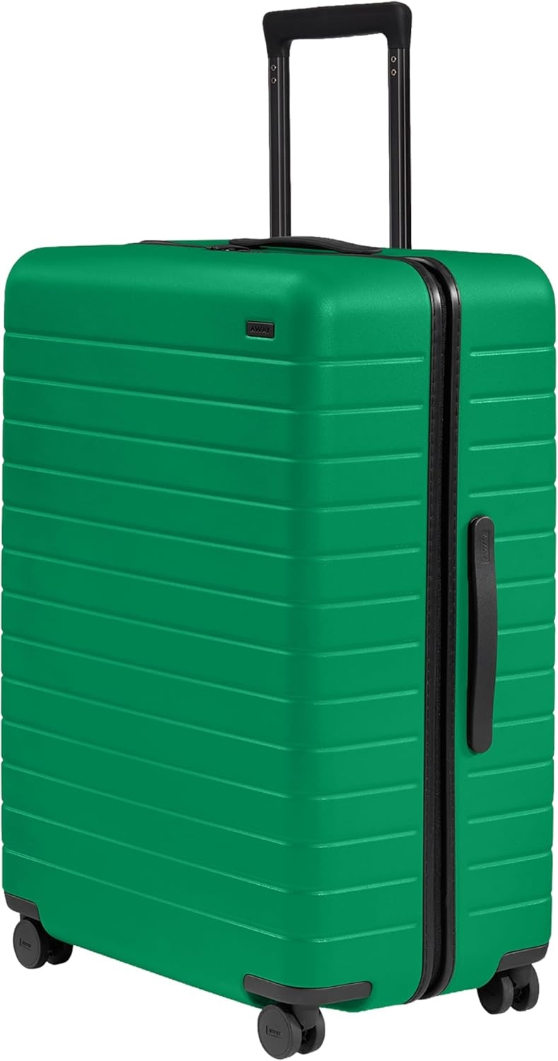 image:imageAway Amazon Exclusive Medium Checked Luggage 26Inch Lightweight Hardside Suitcase with Custom WhisperGlide 360 Wheels Interior Compression System TSAAccepted Lock Sky BluePalm Green