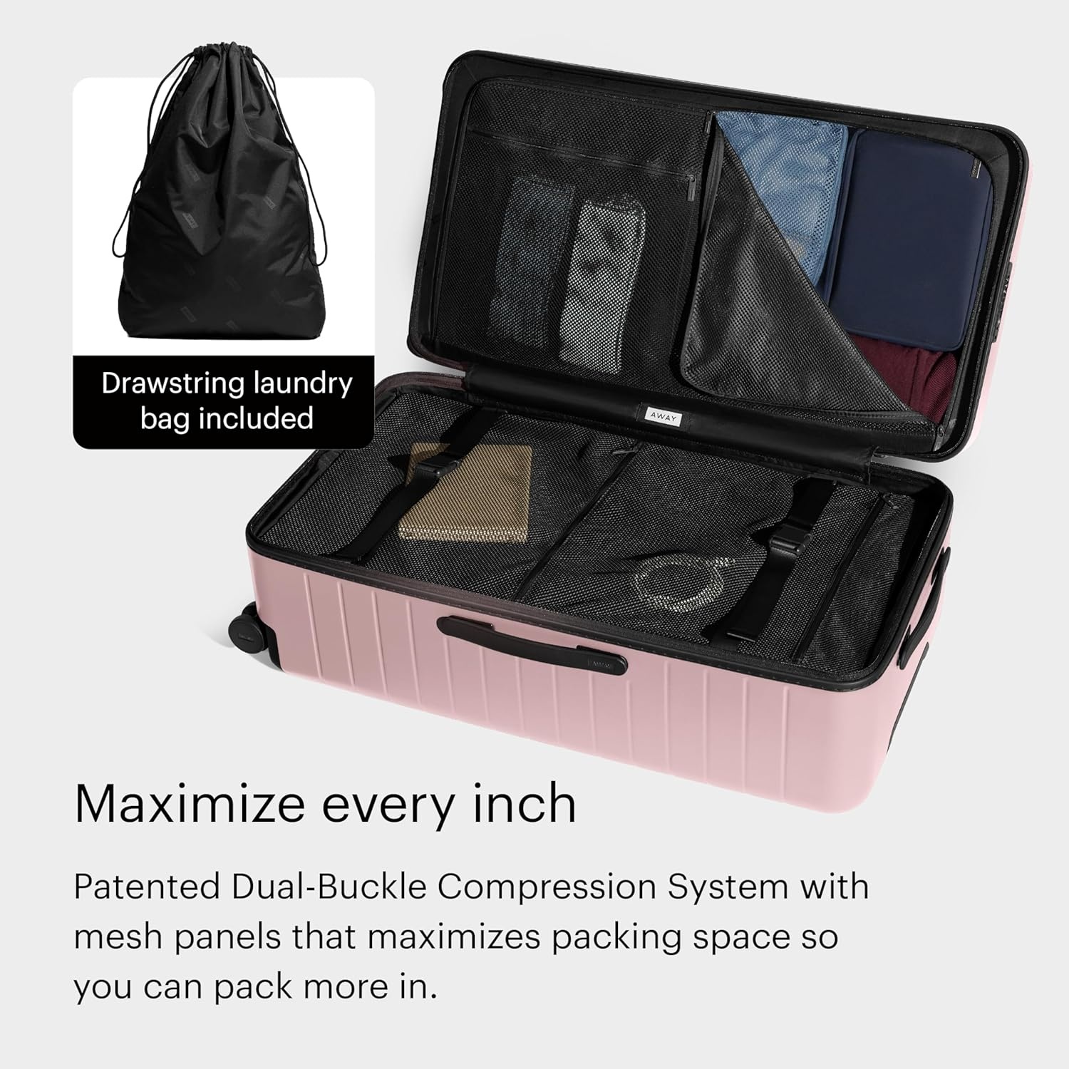 image:imageAway Amazon Exclusive Medium Checked Luggage 26Inch Lightweight Hardside Suitcase with Custom WhisperGlide 360 Wheels Interior Compression System TSAAccepted Lock Sky BlueBlush Pink