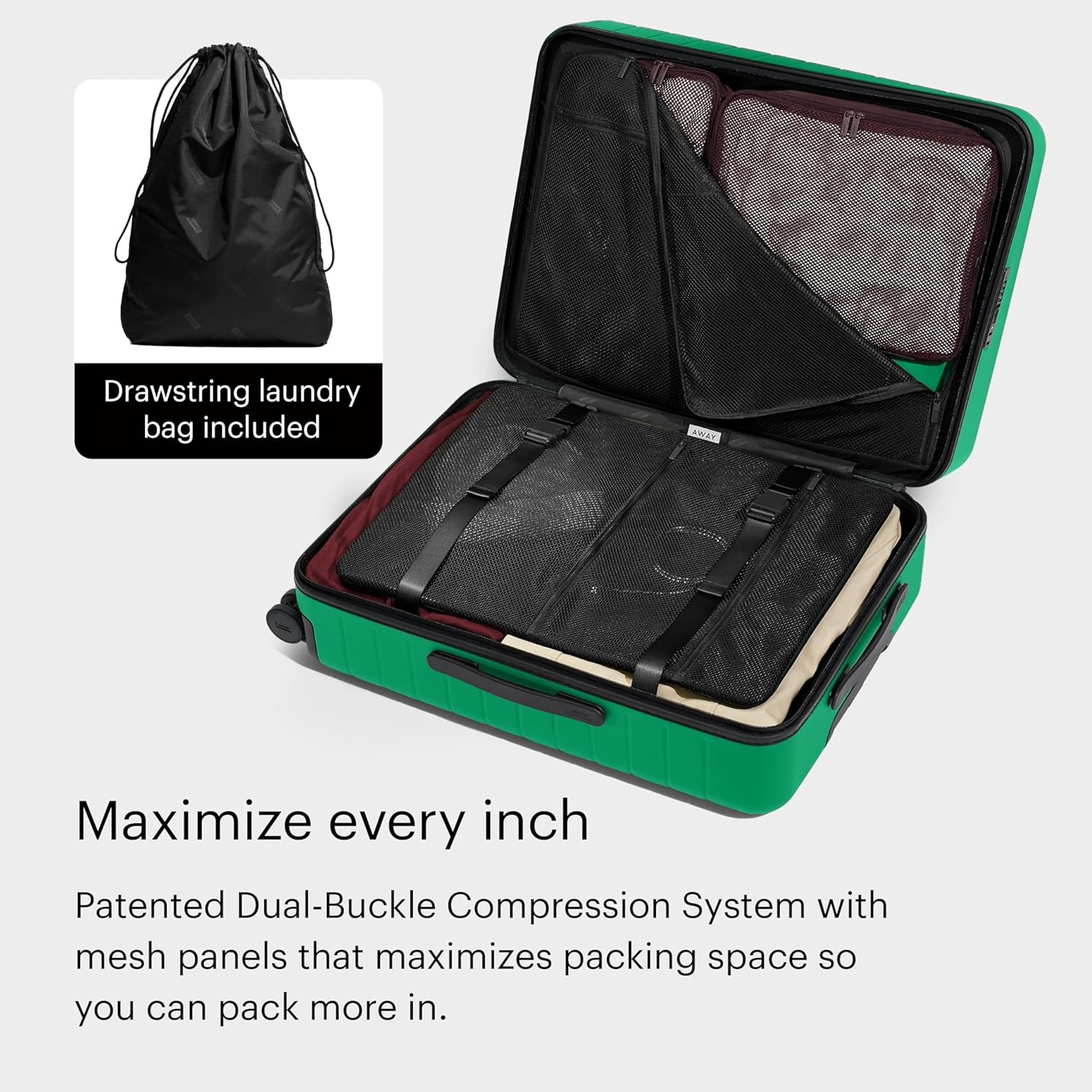 image:imageAway Amazon Exclusive Medium Checked Luggage 26Inch Lightweight Hardside Suitcase with Custom WhisperGlide 360 Wheels Interior Compression System TSAAccepted Lock Sky BluePalm Green