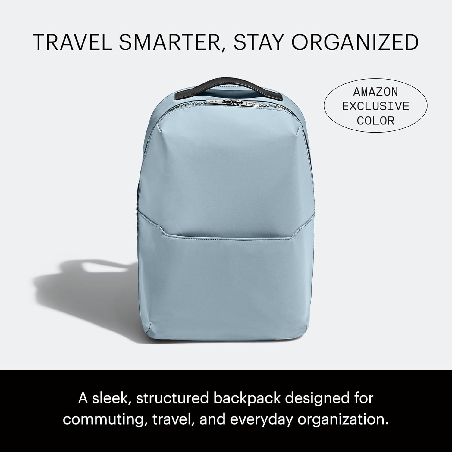 image:imageAway Amazon Exclusive The Everywhere Zip Backpack Personal Item Airline Approved Backpack with 16 Padded Laptop Sleeve Water Bottle Pocket Interior and Exterior Pockets Sky Blue